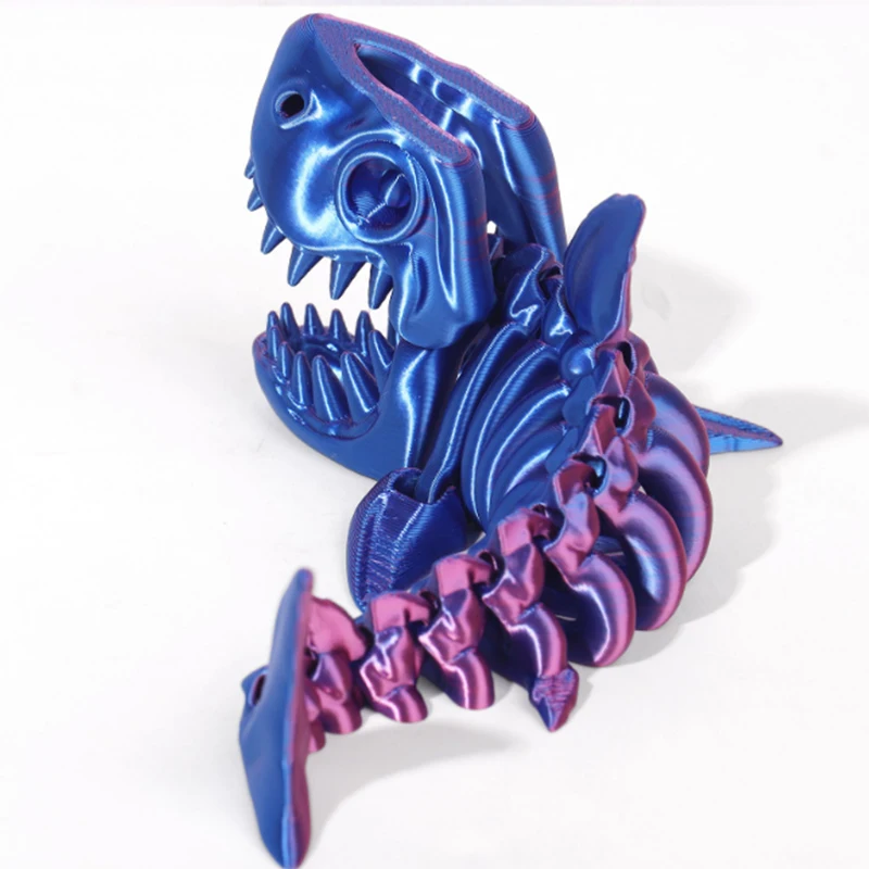 3D Printed Shark Model Solid Color Movable  Doll Multi-jointed Articulated Animal Figurine Desktop Decoration Decompression