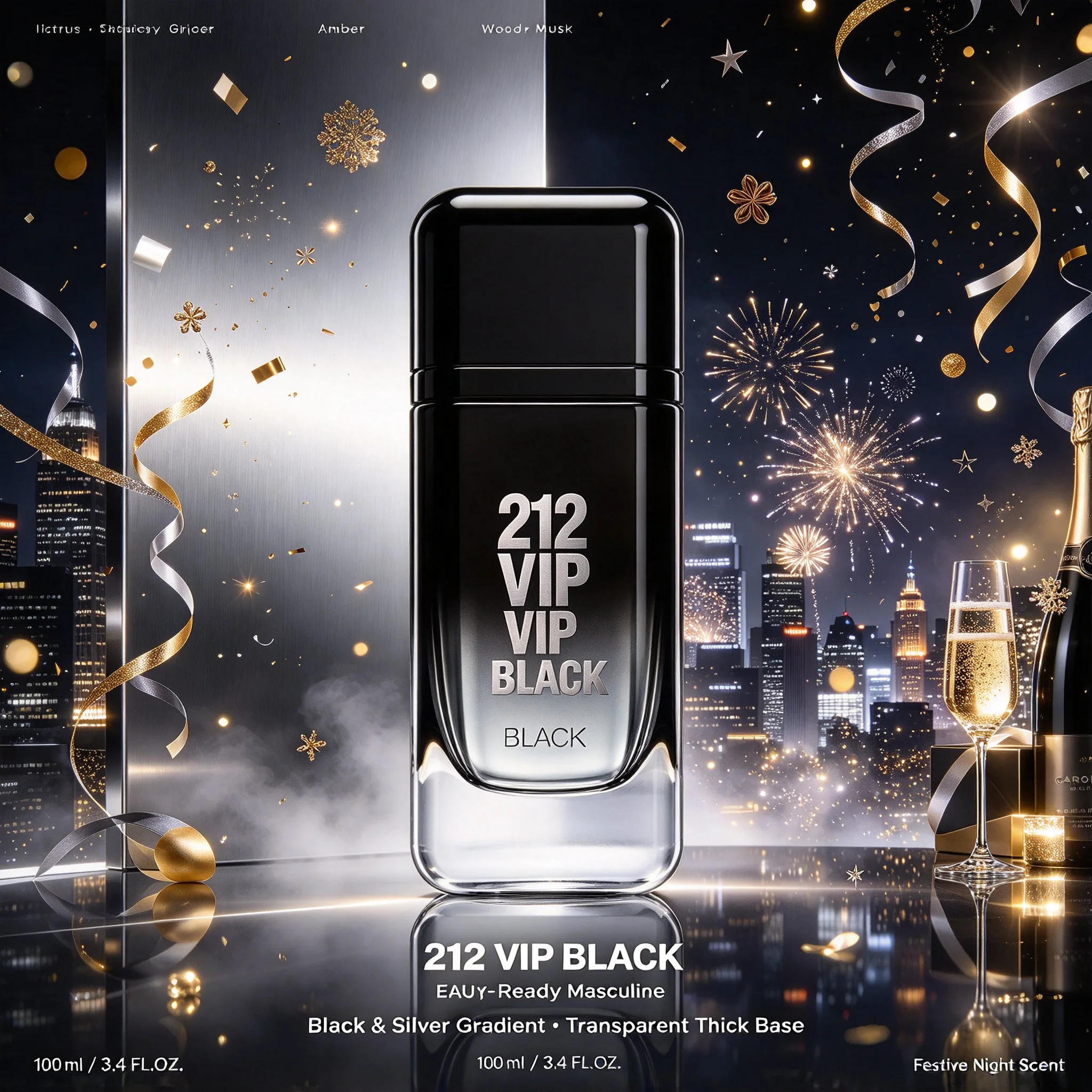 Carolina Herrera 212 VIP Black Men's EDP Cologne, 3.4 fl oz/100ml, 1 Bottle, Absinthe Lavender Vanilla Musk Aromatic Long Lasting Perfume, Birthday Anniversary Gift for Him, Fall Halloween Thanksgiving Black Friday Christmas New Year Holiday Gift
