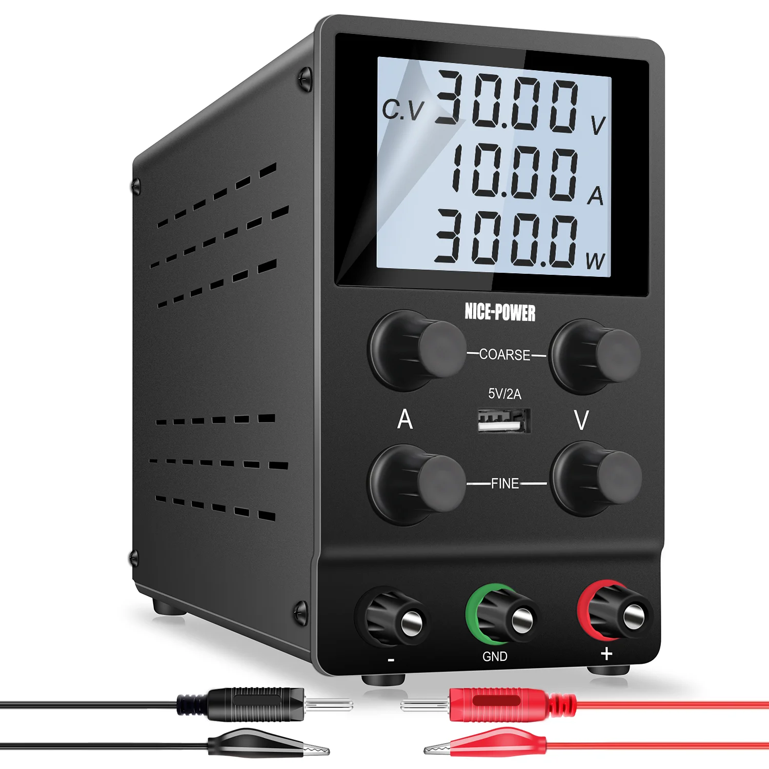 LCD 4 digit DC Power Supply 30V 60V 10A 5A Adjustable Switching sumber 220V ke 12V konverter 4 Tombol USB pengisian Port Stabilizer
