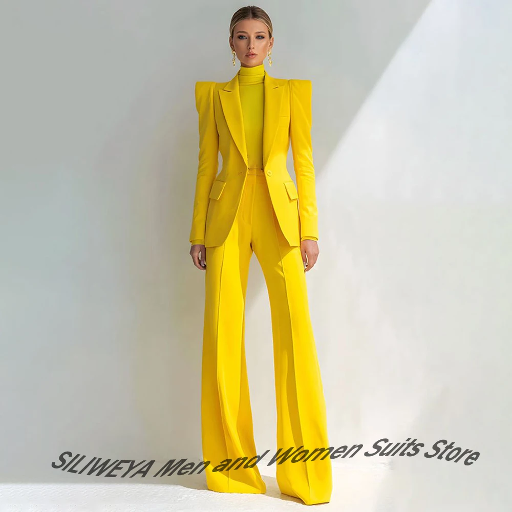 Professional Women's Red Suit Peaked Lapel Single Button Female Elegant Blazer and Flared Pants 2Piece Set Formal Office Wear - Image 2