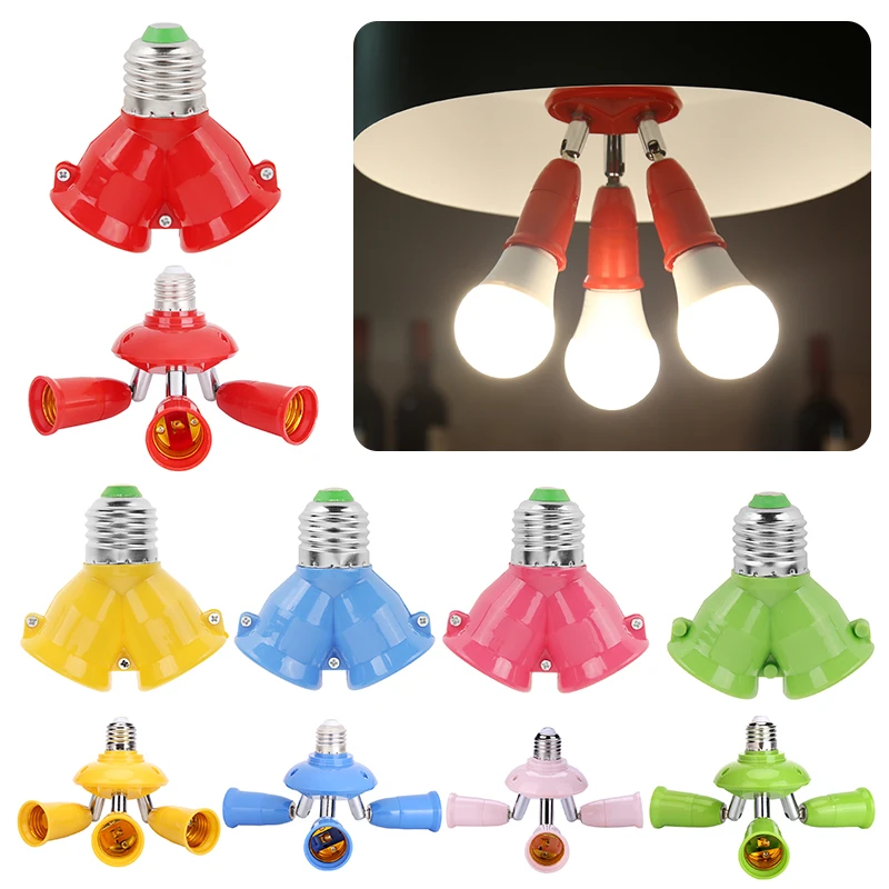 Base de lâmpada 3 em 1 e27 para e27, suporte de lâmpada led divisor, adaptador de lâmpada ca 85-285v, base de lâmpada plástica rotativa