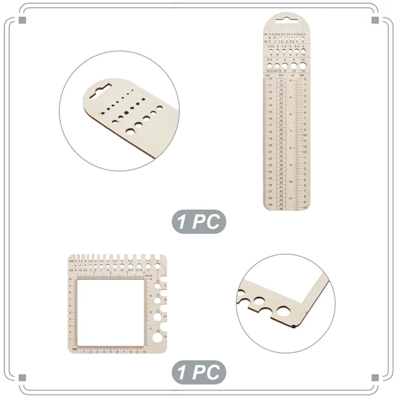 

【Flash Sale】2Pc Wood Knitted Gauge Rulers,Knitted Needle Gauge Fabric Quilting Ruler Measuring Tool For Sewing Crochet Accessori
