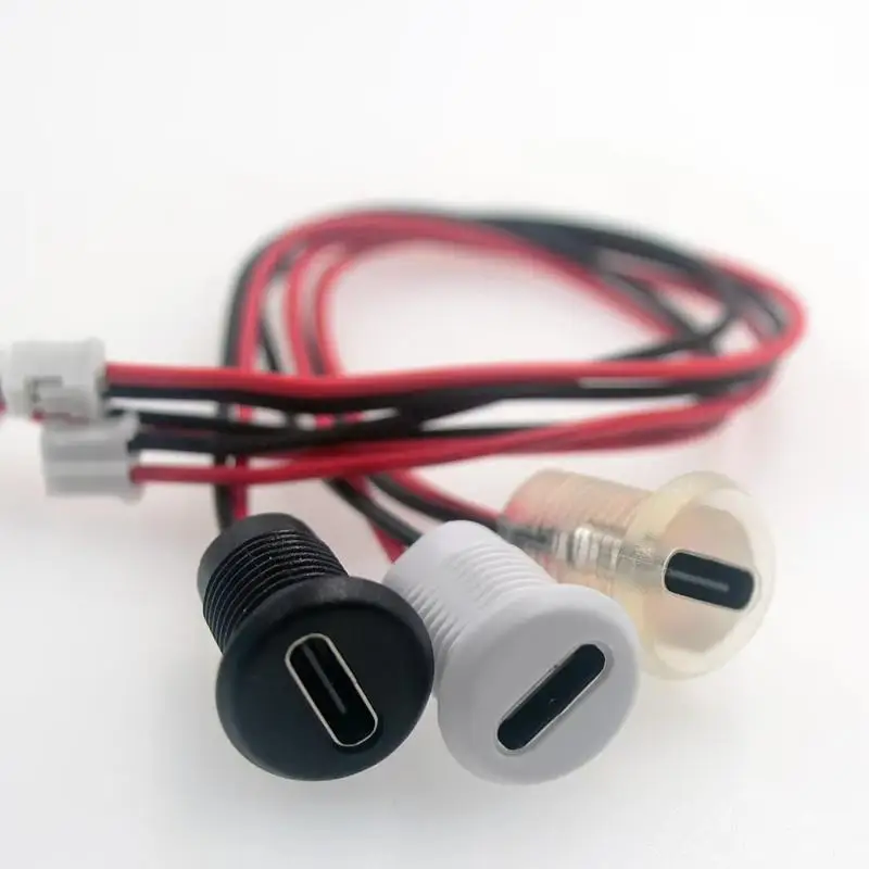 Threaded Type C Female Socket Connector Anticorrosion Shell Pre-Soldered Wires for Wearable Device Circuit Assembly