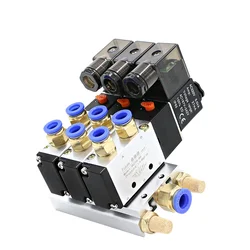 12/24V DC 110/220V AC Multi Option 4V210-08 Pneumatic Solenoid Valve Block With Muffler Fitting Base Manifold 2/3/4/6 Way