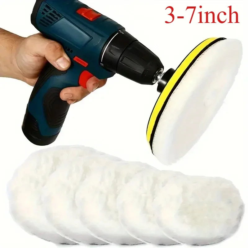 Wool Polishing Disc Pads 3/4/5/6/7Inch for Glass Stainless Steel Auto Car Paint Waxing Polisher Scratches Repair Tools