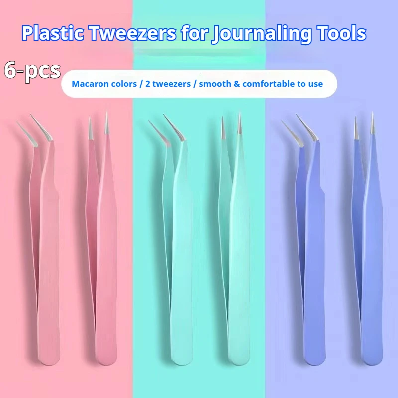 6‑Piece Precision Stainless Steel Tweezers Set, Straight and Curved Tips,Suitable for Bird's Nest Cleaning and Eyelash Extension