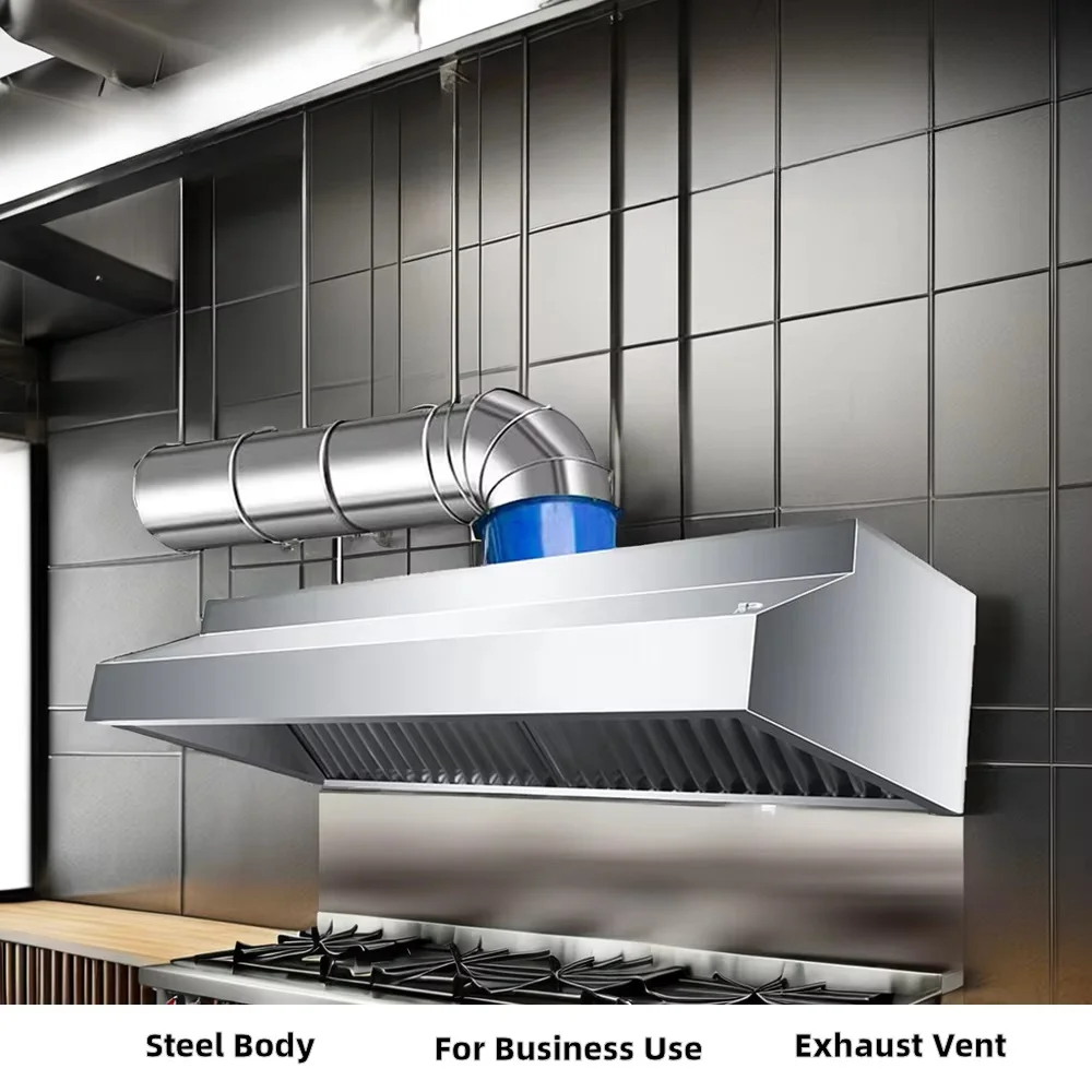 Commercial Kitchen Stainless Steel Range Hoods Gas/Electric Powered Extractor Fresh Air Hotel Kitchen Island Use Exhaust Hood