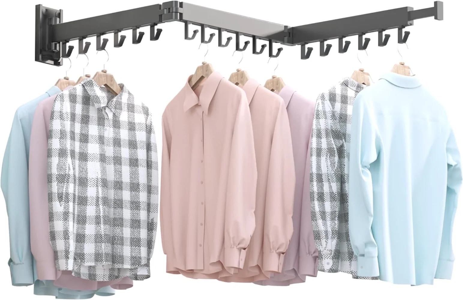 

Wall Mounted Clothes Hanger Rack, Retractable Clothes Drying Rack,Space-Saver, Laundry Drying Rack,Collapsible