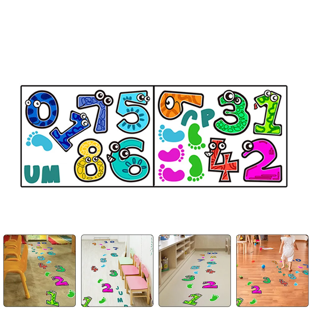 

1Set Number Game Lattice Removable Floor Stickers Thickened Self-Adhesive Cartoon Design for Kindergarten Nursery Kids Playroom