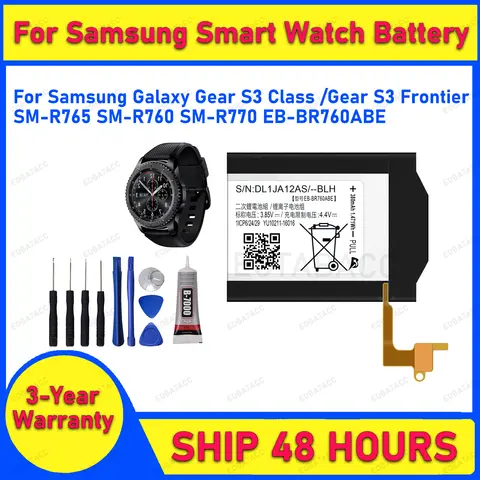 2025 Years EOBATACC 100% New EB-BR760ABE  Battery For Samsung Watch S3 Gear/Gear S3 Class  Batteries+Free Tools