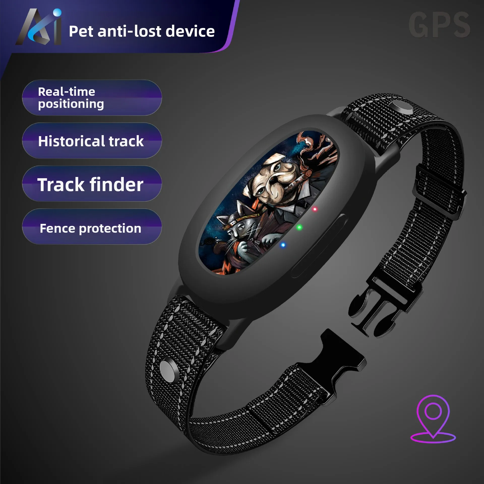 Pet gps locator collar dog tracking cat tracking instrument anti-lost precision smart wireless