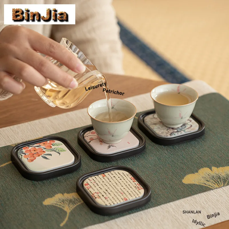 2pc/lot Melamine Water Absorption Coasters Luxury Mug Plate For Coffee Cups Saucer Anti-scald Placemats Cup Holder Cafes