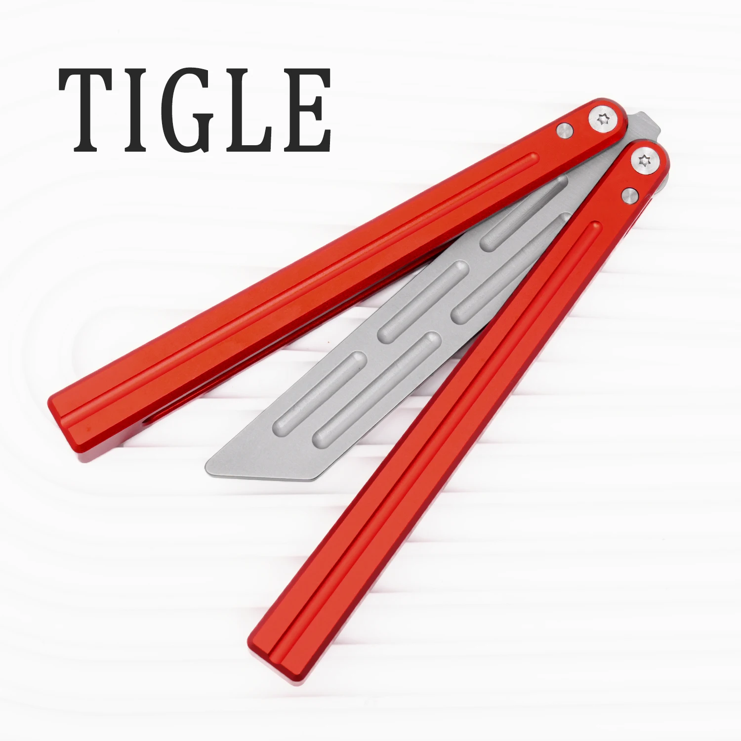 TIGLE Barison Aluminum Alloy HandleFoldable 3r13 Steel Blade Without CuttingEdge Blade Secure Outdoor Practice Red