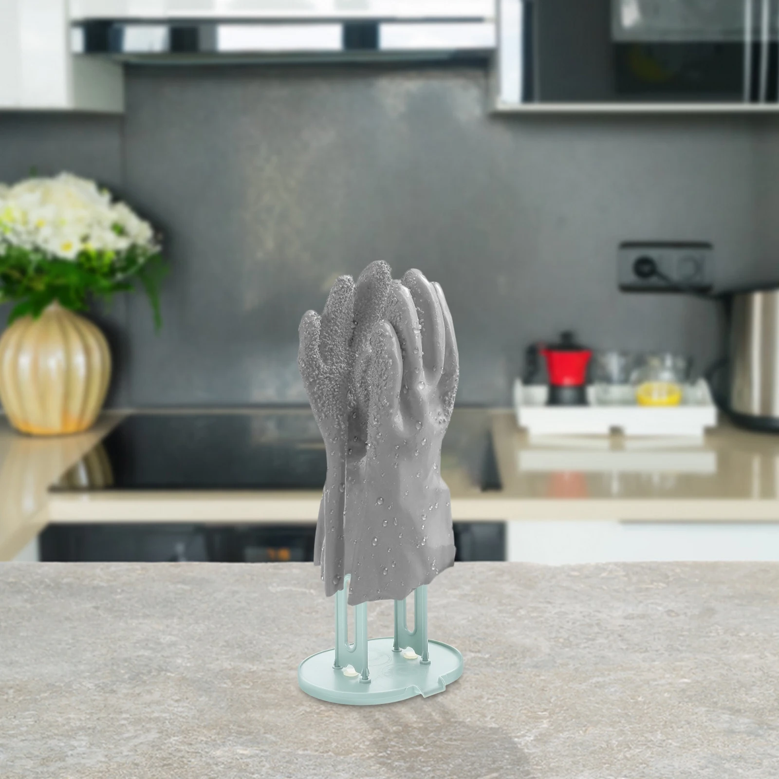 

Glove Drying Rack Kitchen Sink Holder Desktop Storage Blue Sponge Rack Gloves Dryer Practical Design Space Saving Stable Size