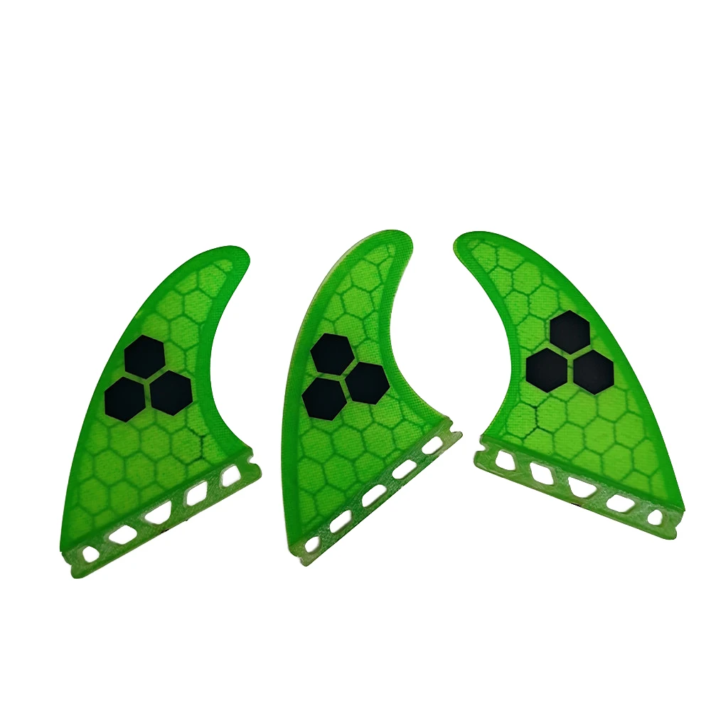 

UPSURF FUTURE S/AM2/GAM Size Surfboard Fin Fibreglass With Big Honeycomb Surf Fin Single Tabs Green With Black Short Board Fin