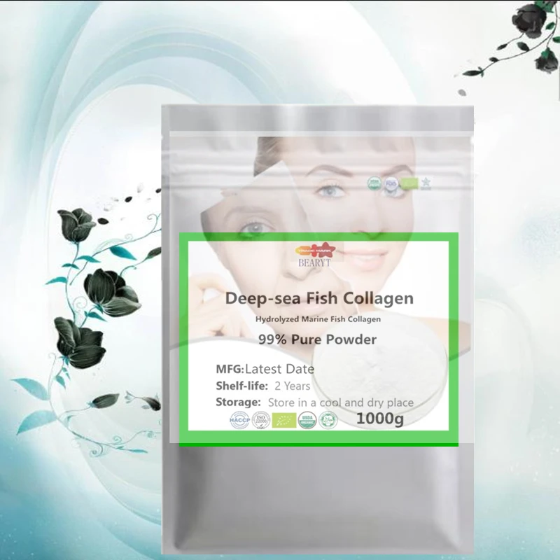 Wysokiej jakości proszek kolagenowy z ryb głębinowych, 99% hydrolowany kolagen z ryb morskich, do pielęgnacji urody i redukcji zmarszczek.
