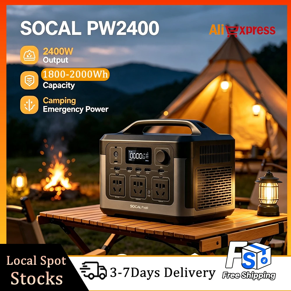 OSCAL Power Max 2400 Portable Power Station 2400W Continuous | 4800W Surge | 1872Wh Expandable LiFePO4 0.01s UPS Function, Ideal For Camping, Van Life, RV Trip, Outdoor Construction & Home Emergency Blackout