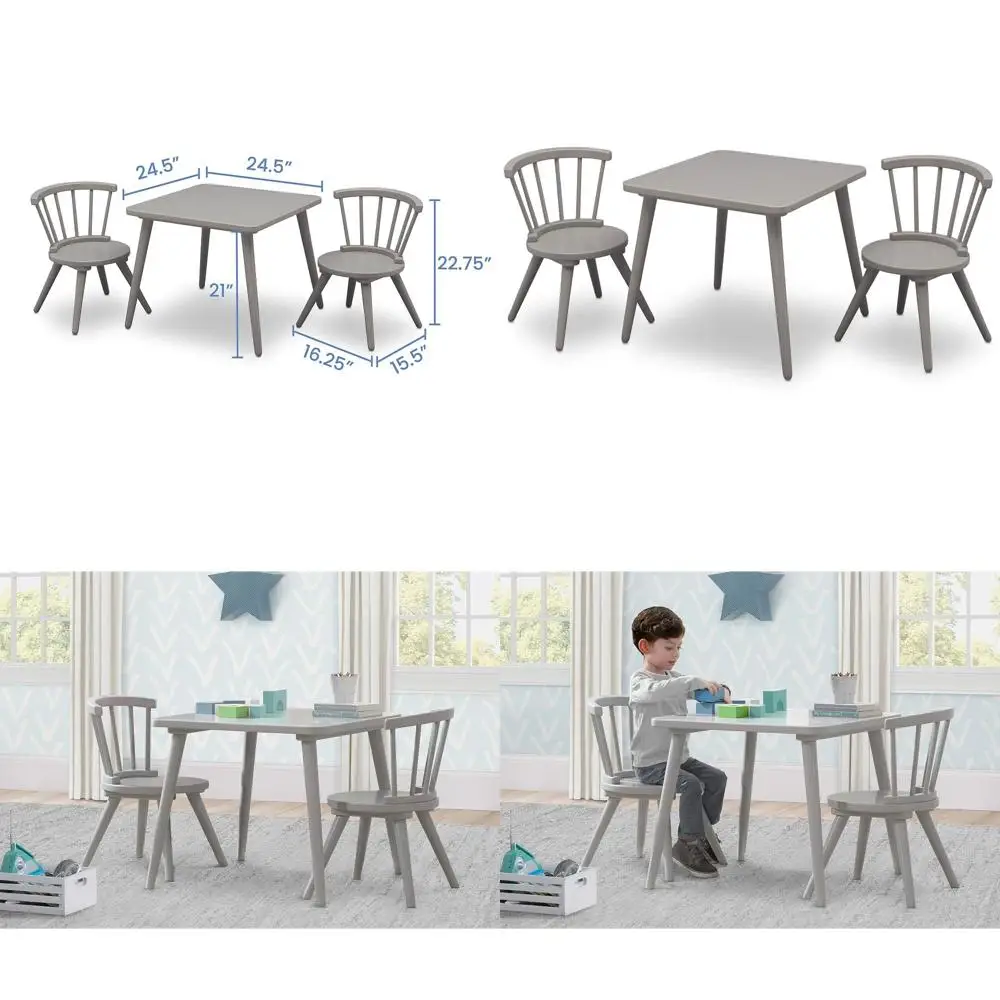 

Детский деревянный стол и 2 стула, сертифицированные Greenguard Gold, — идеально подходят для занятий творчеством, рукоделия, перекусов и выполнения домашних заданий, серый цвет