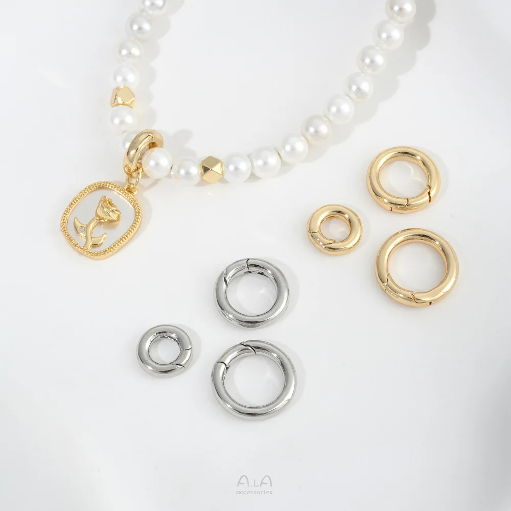 14K Copper Real Gold Glossy Round Buckle Spring Ring Buckle DIY Bracelet Necklace Jewelry Connecting Buckle