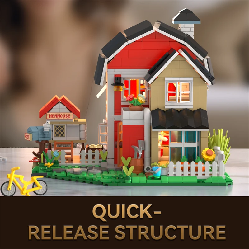 Zestaw klocków do budowania wiejskiego domku wiejskiego domku kurnika architektura montażu zabawki prezent urodzinowy dla dzieci