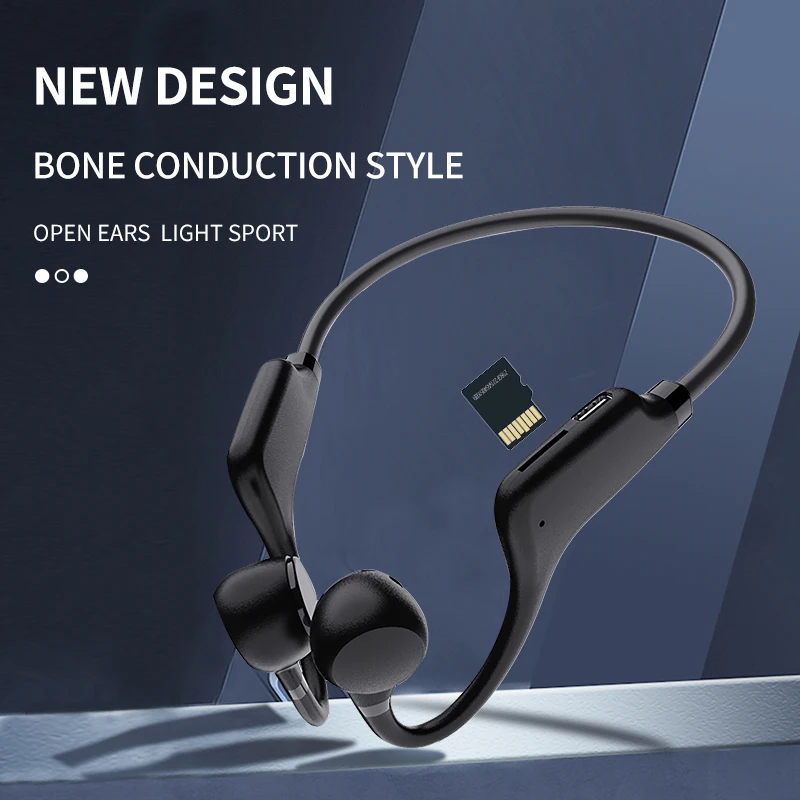 Wireless Earhook X1 Bluetooth Headphones with Microphone Open-Back OWS Headset Stereo Support SD Card MP3 Sports earphones