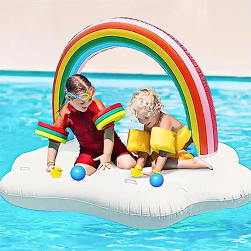 Factory Wholesale Rainbow Inflatable Water Mattress, Custom PVC Float Boat for Adults & Children OEM