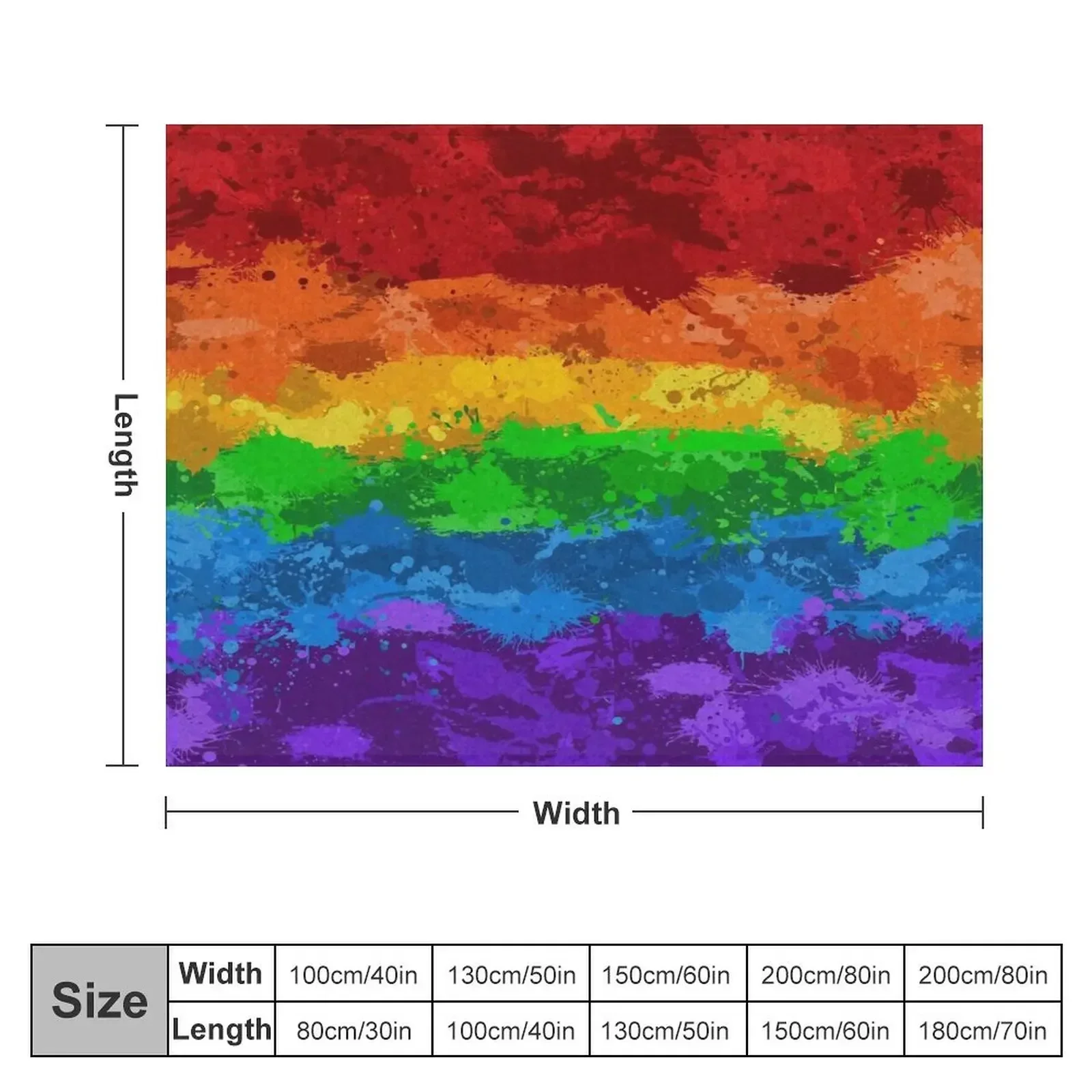 Abstract Paint Splatter LGBTQ Pride Rainbow Flag Background Throw Blanket Winter beds christmas decoration Blankets