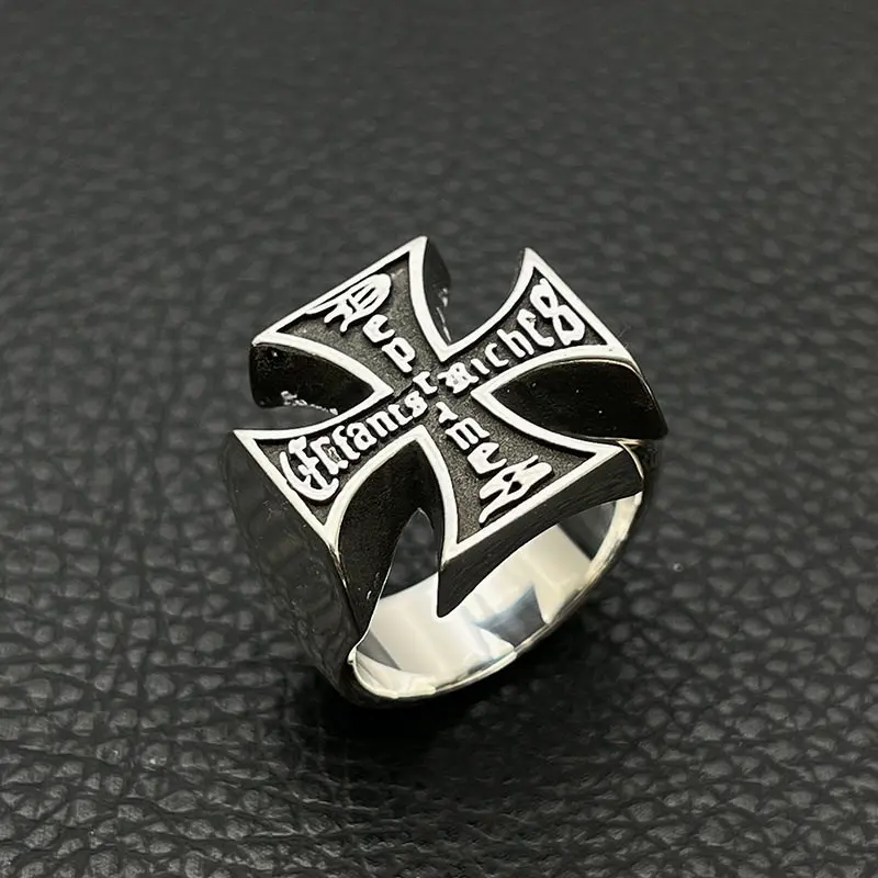 

Кольцо из стерлингового серебра S925, трансграничное кольцо премиум-класса в стиле ретро с буквенным крестом, классическое мужское кольцо