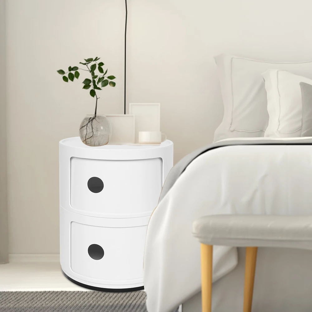 2-warstwowy nowoczesny stolik nocny Stojak boczny do sypialni Wielofunkcyjny okrągły stolik końcowy Szafka do przechowywania