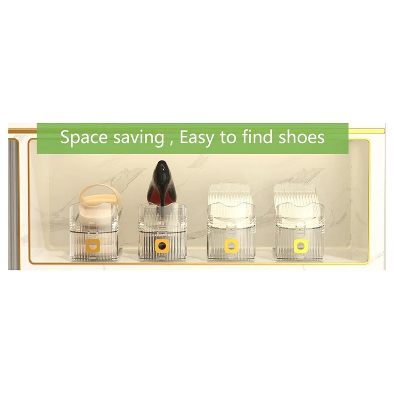 Adjustable Shoe Slots Space Saver Shoe Rack For Cabinet Storage Shoe Holder Stand For Organization Transparent Plastic 6 Piece