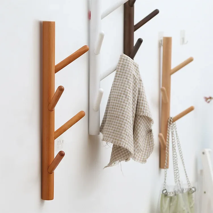 Wall Mount Clothing Rack Coat Hanger Branches Natural Pine Hook Handbag Cap Holder Living Room Decoration Wall Shelves Hooks