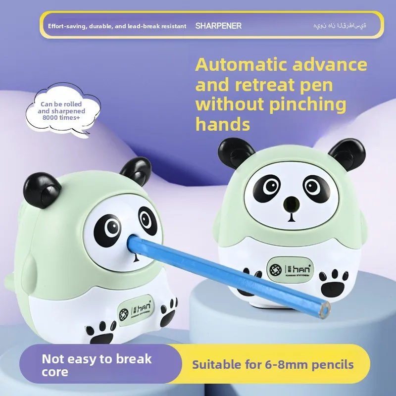 Panda Design Automatic Pencil Sharpener Student Dedicated Sharpener Turning Tool Pencil Sharpener Study Stationery Durable Model