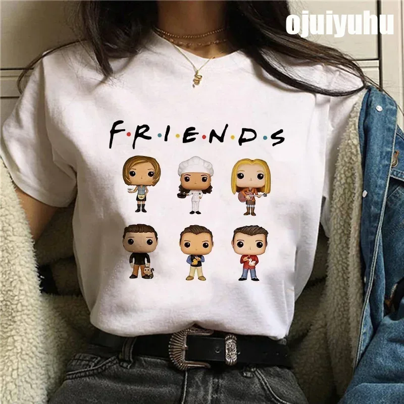 Fashion Friends Tv Show Funny Cartoon Women\'s T-shirt print ladies T-shirt casual basis O-collar black shirt short sleeve Tshirt