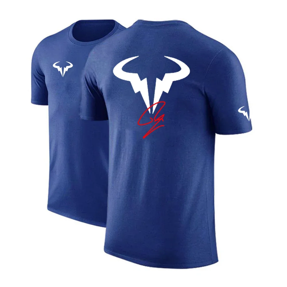 Rafael Nadal 2024 Men's Tennis Player New Comfortable Tees Round Neck Solid Color Short Sleeves Cotton Fashion Print Casual Tops