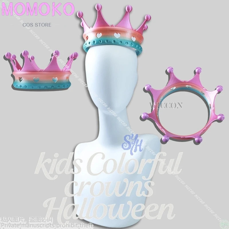 Disfraz de dibujos animados Kawaii para niños, coronas coloridas, película de Anime de Halloween, Cosplay, joyería de ácido poliláctico 3D, accesorios para sombreros de graduación