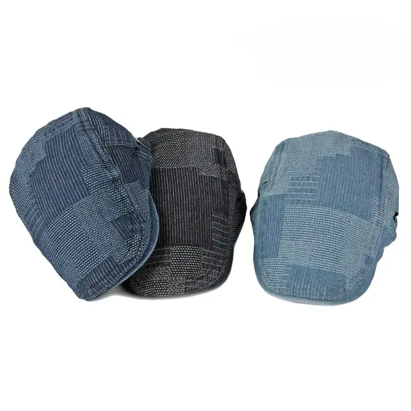 Washed Denim Beret for Men and Women British Casual Painter Forward Hat Daily Commuting