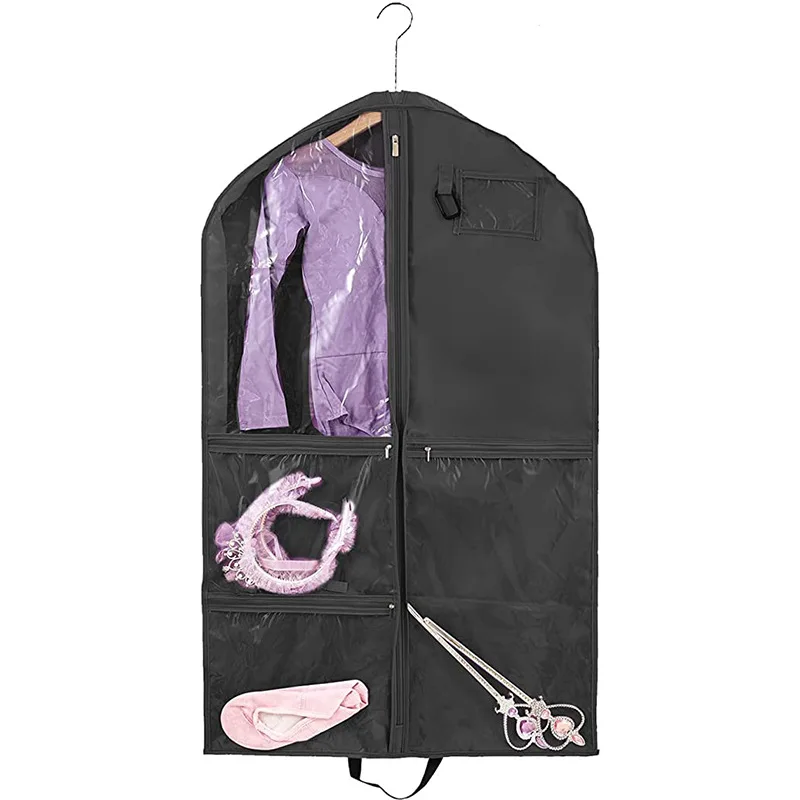 

40'' Kids Dance Costume Hanging Garment Bags for Dancers with Accessories Zipper Pocket 3" Gussetes Travel Clothes Organizers