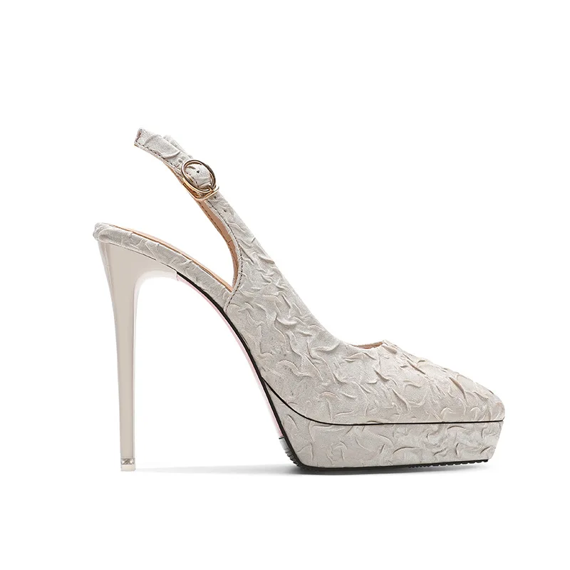 Mary Jane-zapatos de tacón alto con plataforma para mujer, calzado Sexy de fiesta, color negro y albaricoque, 12cm
