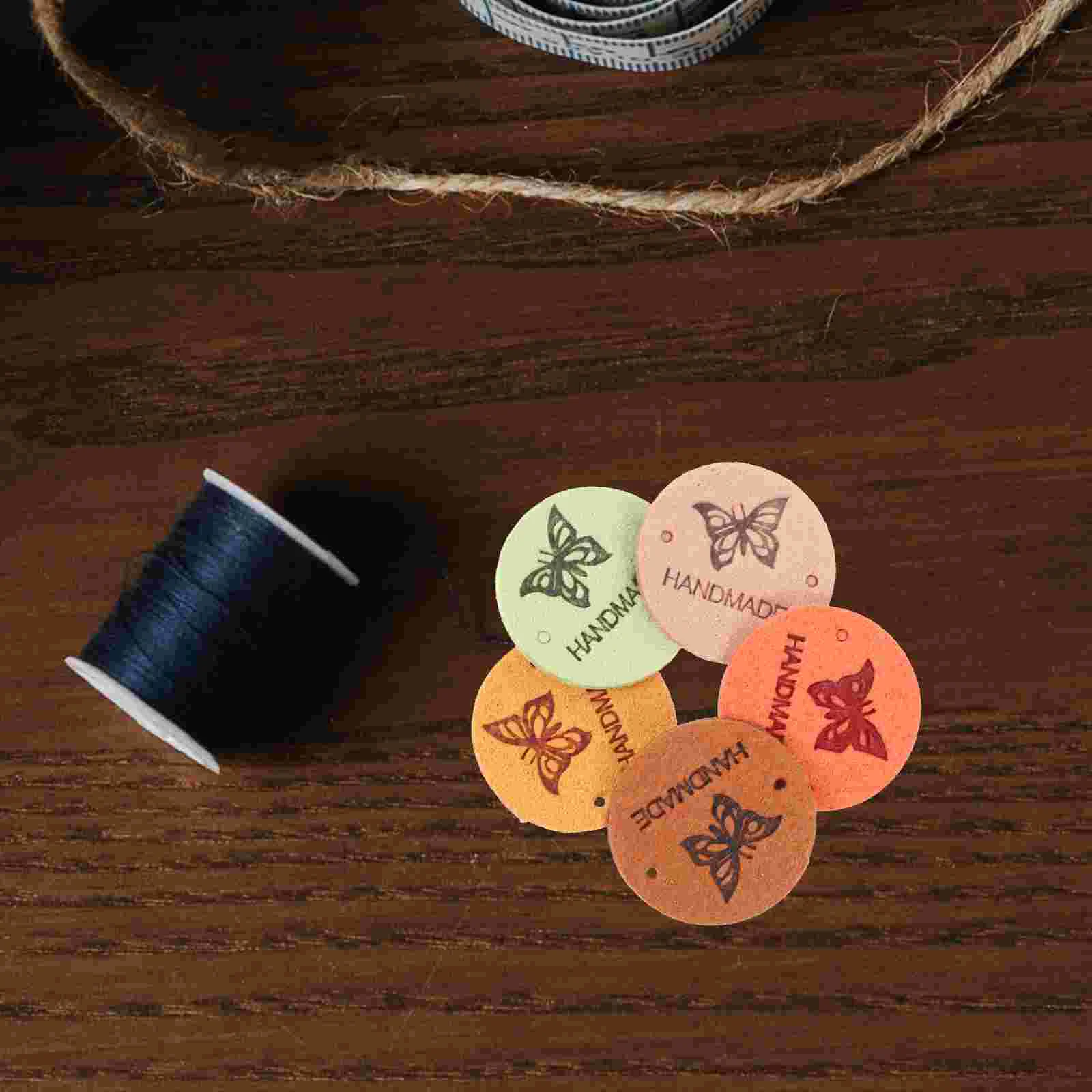 

50 Pcs Label Clothing Tags Stickers Embossed Crochet Apparel for Labels Round