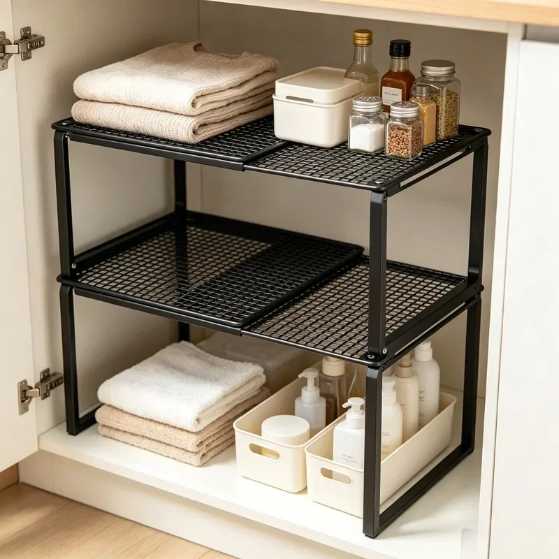 1PC Scalable Wardrobe Layered Partition Board Stackable Large‑Capacity Shelf Shoe Cabinet Sorting Divider Wardrobe Organizer