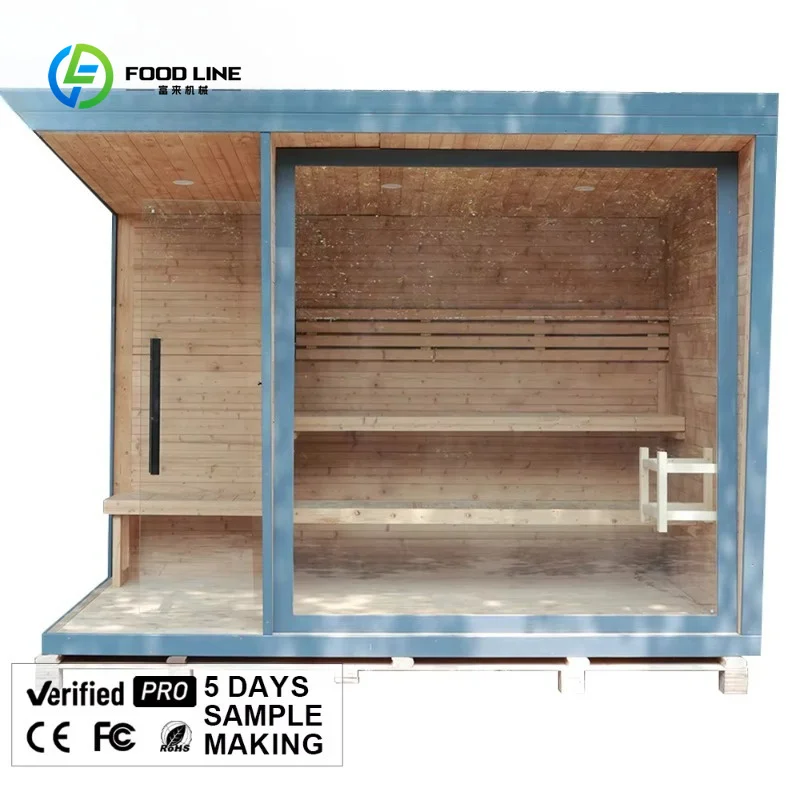 Customized Modern Design Outdoor Sauna Room with Ergonomic Backrest and Low Noise System for Gym Bedroom or Beach House Villa
