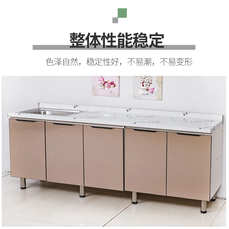 Cabinet custom stainless steel open integrated kitchen storage cabinet rental household economy integrated cabinet