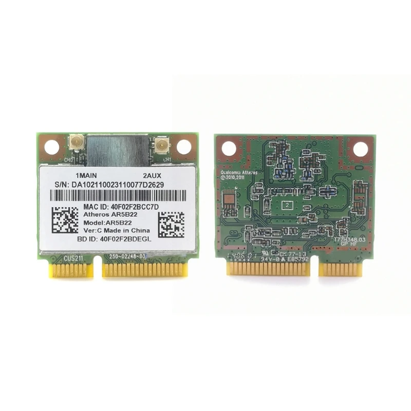 Scheda di rete wireless MINI PCIE AR5B22 BT4.0 2.4/5G a doppia frequenza 300 Mbps 802.11A/B/G/N per Y400 Y500 Y410P S215 U330