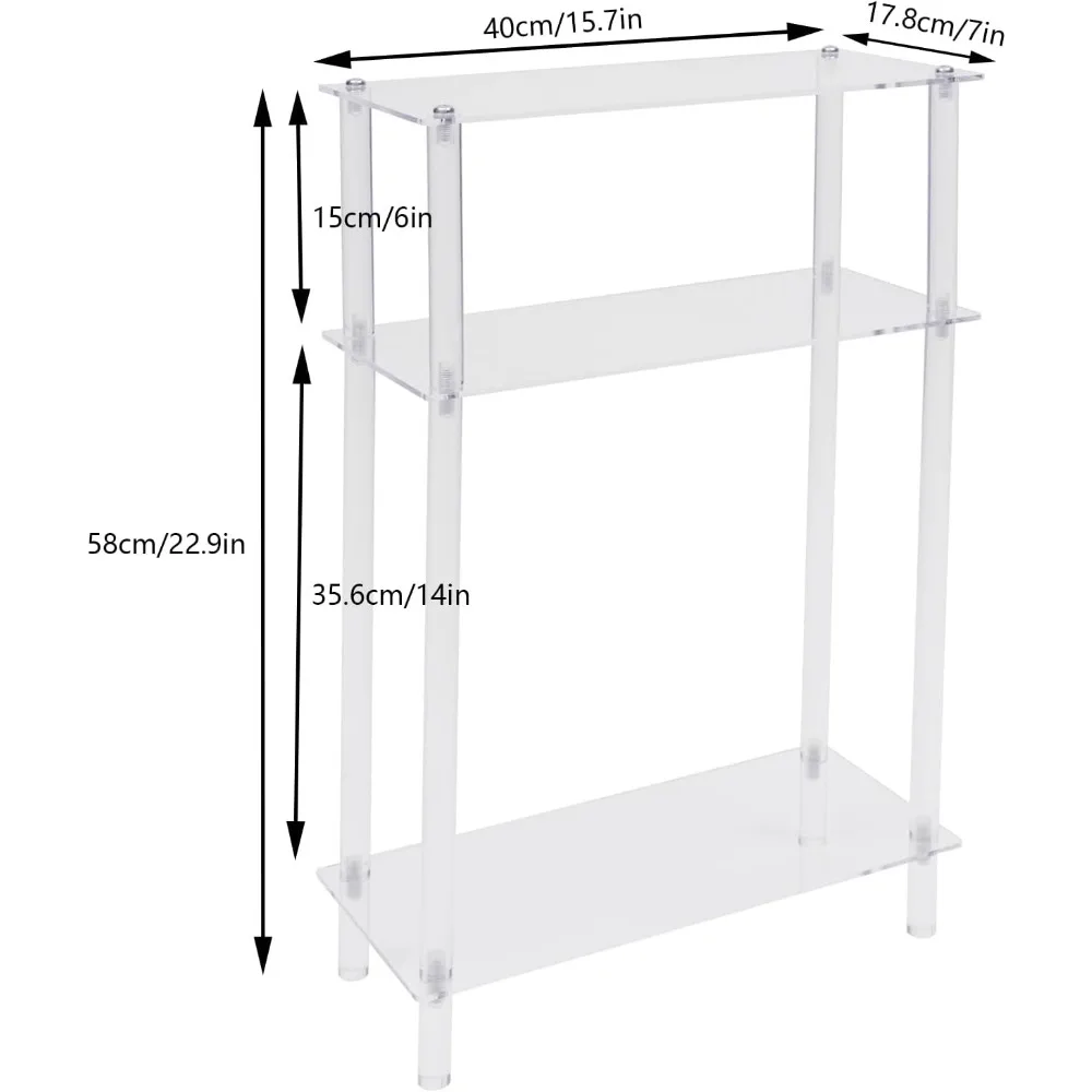 3 Tiers Acrylic Printer Stand Narrow Side Table for Small Spaces Slim End Tables for Small Spaces15.7 * 7 * 22.9 inch