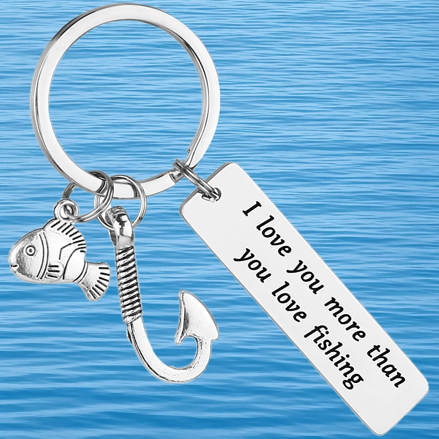 1pc Trendy Stainless Steel Key Chain Fishing Enthusiasts Keychain with Cute Charm Decorative Accessory for Keys, Bags