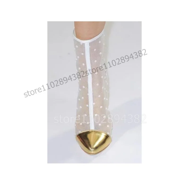 أسود أبيض الدانتيل منتصف العجل المعادن أشار تو الأحذية الانزلاق على أحذية النساء رقيقة عالية الكعب مثير حزب المدرج 2023 Zapatos Para Mujere #2