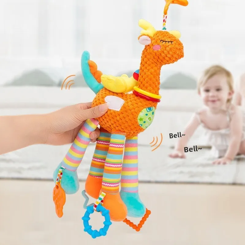 عربة ألعاب لينة الزرافة زيبرا الحيوان أجراس خشخيشات أفخم الرضع تطوير الطفل مقبض اللعب مع عضاضة لعبة طفل #3