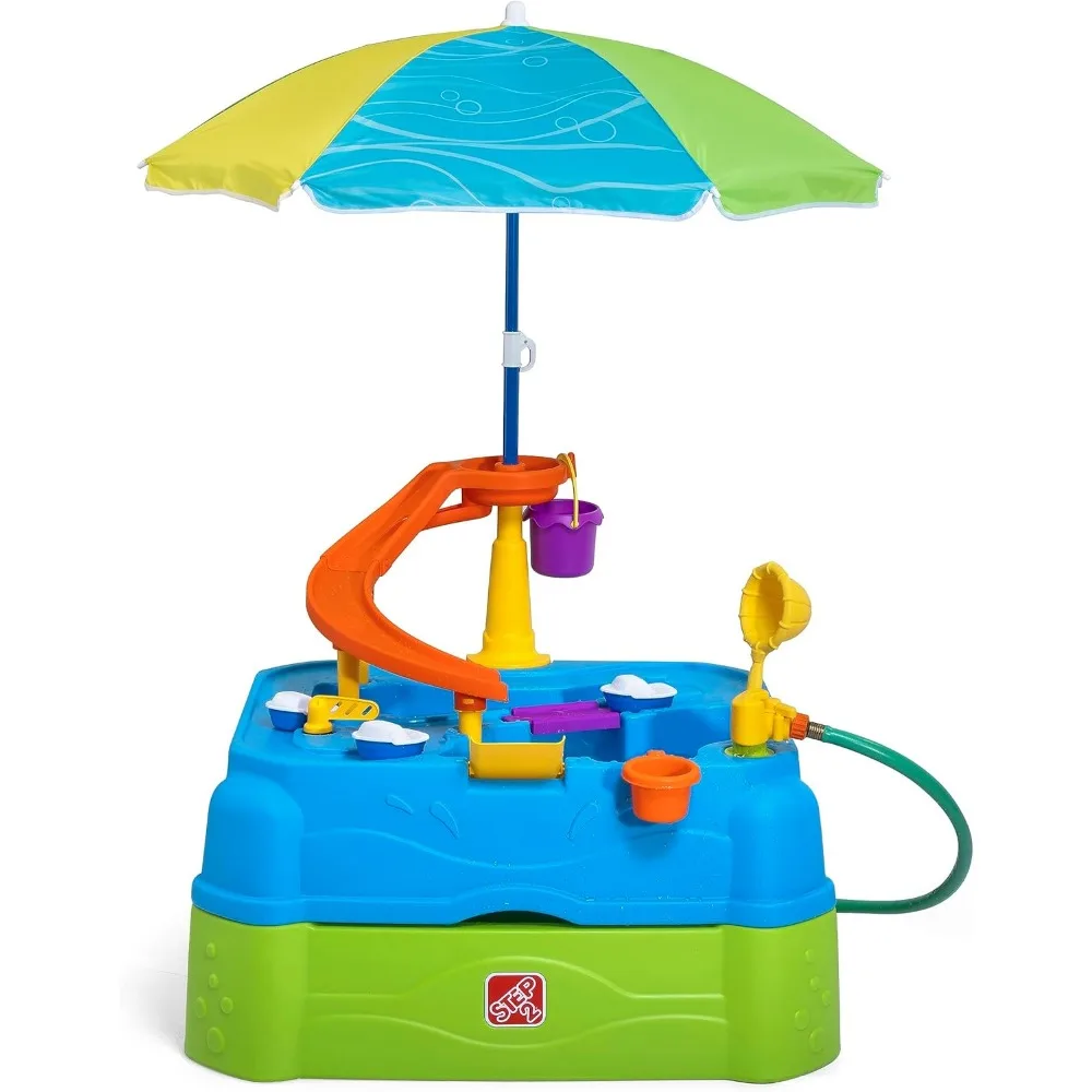 Dual-Level Water Playground for Kids: Sensory Water Activity Set with Umbrella, Ideal for Outdoor Summer Fun