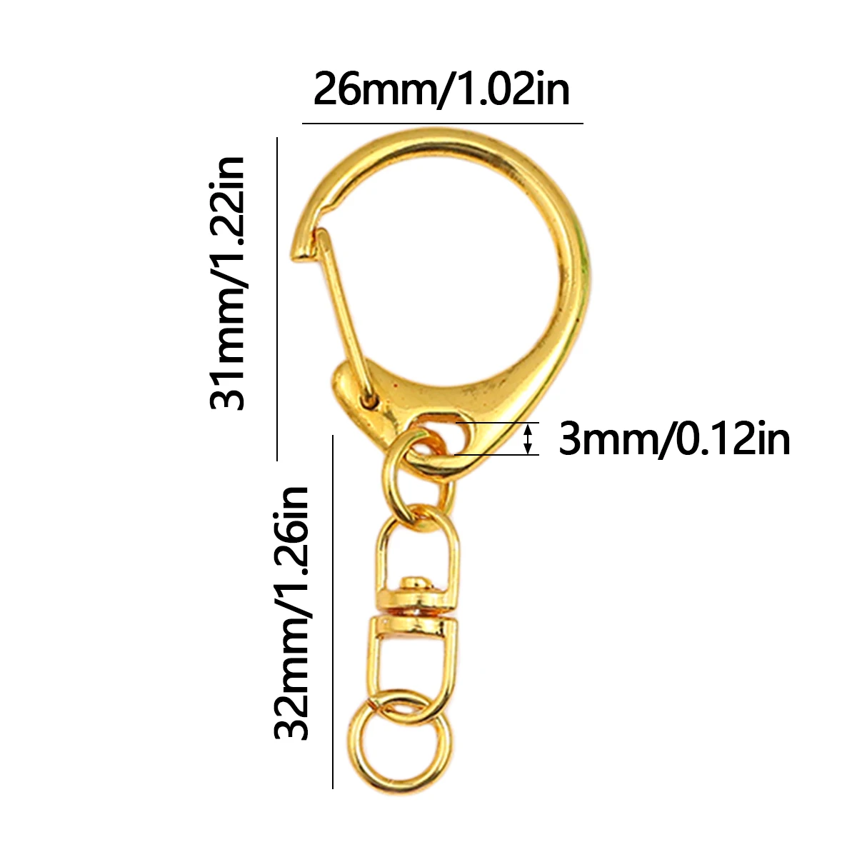 32mm 1pcs Mixed color Electrophoresis Metal Alloy Large D Lobster Clasp Chains With Connecting Jump Rings For Handmade Craft