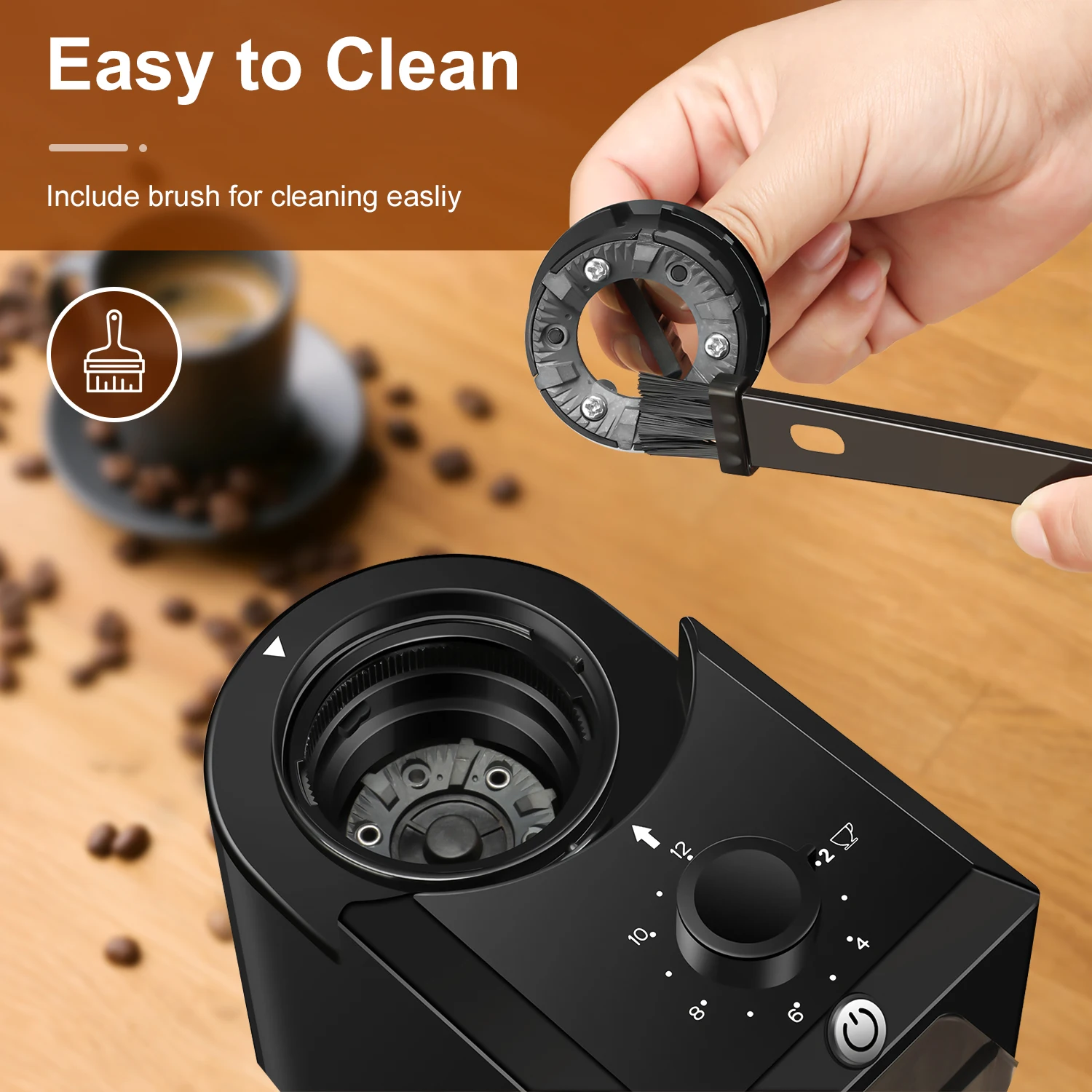 Automatic Burr Mill Coffee Grinder Electric Coffee Bean Grinding With 28 Adjustable Gears for Espresso French Press Drip Coffee